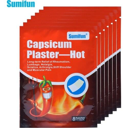 56Pcs=7Bags Sumifun Hot Capsicum Medical Plaster Muscle Back Pain Relief Sticker Joint Knee Pain Killer Body Patch Health D3703