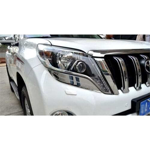 Lapetus Accessories Exterior Front Head Lights Lamp Eyelid Eyebrow Cover Kit Fit For Toyota Land Cruiser Prado FJ150 2014 - 2017