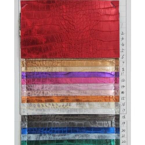 Aritifical PVC leather fabric pearlescent crocodile texture grain leather material bronzing leather decoration wholesale
