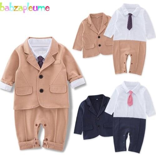 Babzapleume Spring New Born Clothing Sets Baby Outfit Boys Clothes Fashion Coat+Long Sleeve Rompers Gentleman Jumpsuit BC1710-1