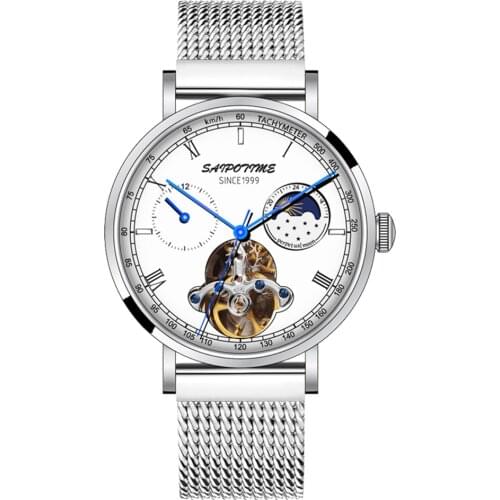 SAIPOTIME Automatic Skeleton Watch Mechanical Mens Watch Top Brand Luxury Men Business Watch Tourbillon Clock Male Reloj Hombre