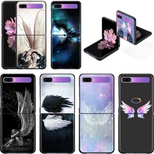 Angel Wings Smartphone Case For Samsung Galaxy Z Flip 3 5G Back PC Cases Hard Capa Black Shell Hard Cover Fundas