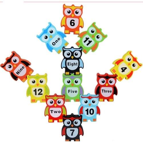Logwood wooden toy building block Owl block balance table game Early Educational brick toys table game toys for children play
