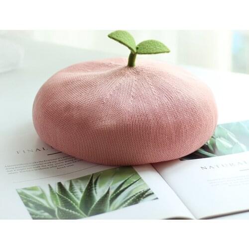Korean Joker summer thin painter hat children Japanese sweet small leaf beret cute sprout