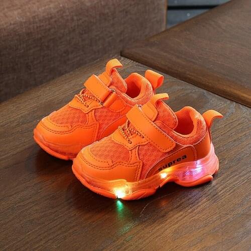 2021 Size 21-30 Glowing Sneaker for Children Boy Light Up Shoes Hook&Loop Breathable Toddlers Shoes for Baby Girl tenis infantil