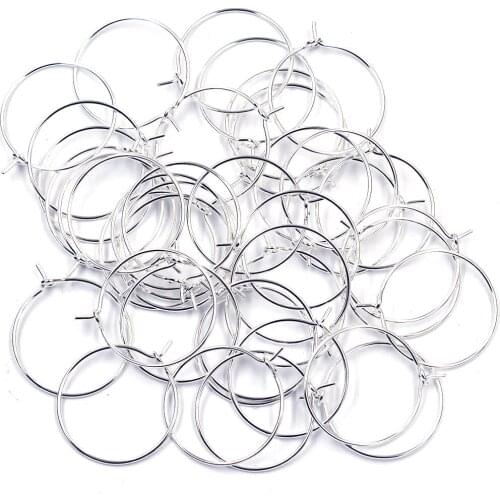1000Pcs Wine Glass Rings Earrings Hoops Ear Alloy Round Silver Plated Jewelry DIY Findings 25x20mm