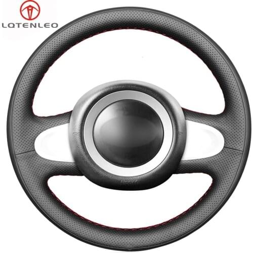 LQTENLEO Black Artificial Leather Car Steering Wheel Cover For Mini Cooper Coupe countryman Roadster Clubman 2009-2013 (2-Spoke)