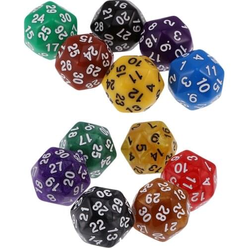 MagiDeal 6pcs 24 /30 Sided Dice D24 D30 Dices for D&D TRPG Family Party Board Game Toys