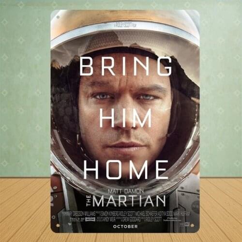 The Martian Movie Poster Series Tin Signboard Office Bar Fireplace Metal Tin Signboard Poster Board Bar Club Coffee