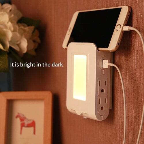 Multi-Function 3.1A Dual USB Charging Socket Plug In Smart Led Night Light Bedroom Hallway Bathroom US Plug Essential