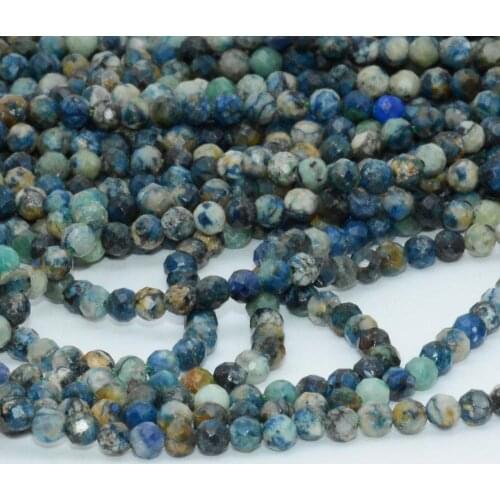 Natural Azulite Faceted Round Beads 3mm