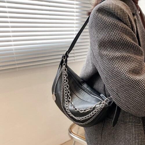 2021 New Women Chest Bag PU Leather Waist Bag Beaded Chain Pocket Messenger Bag Fashion Fanny Packs Travel Purse Phone Pouch