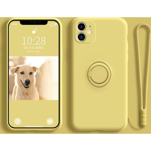 Original Luxury Brand Ring Holder Case For Apple iPhone 11 Pro Max iPhone11 Camera Protect Silicone Cover with Strap Accessories