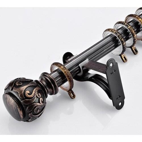 Thick Modern Nordic Style Solid Silent Rome Rod With Decorative Head Single or Double Curtain Rod Black and White