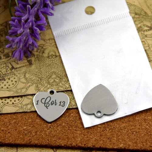 20pcs--stainless steel charms"1 Corinthians 13"5 style for choosing DIY Charms pendants