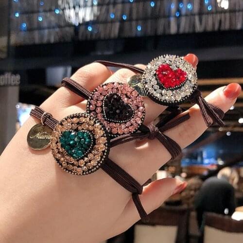 Fashion Round Crystal Elastic Hair Bands Tie Rope Luxury Rhinestone Rubber Band Rope Headbands Hair Accessories for Women Girls