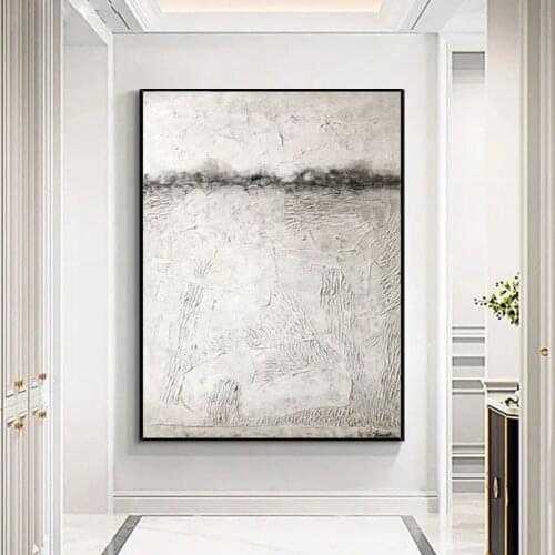 Hand Painted Modern Minimalist Color White Gray Picture On Canvas Wall Oil Painting Nordic Mural For Living Room Home Decor Art