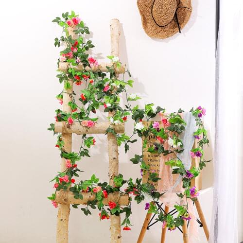 250CM Silk Roses Ivy Vine Artificial Flowers Rattan Green Leaves DIY Hanging Wall Garland Garden Wedding Home Party Deoration