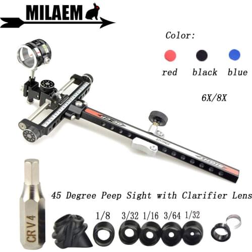 Archery DC-CP Compound Bow Sight 6x/8x Magnification Lens 45 Degree Peep Sight With Clarifier Lens Hunting Accessories