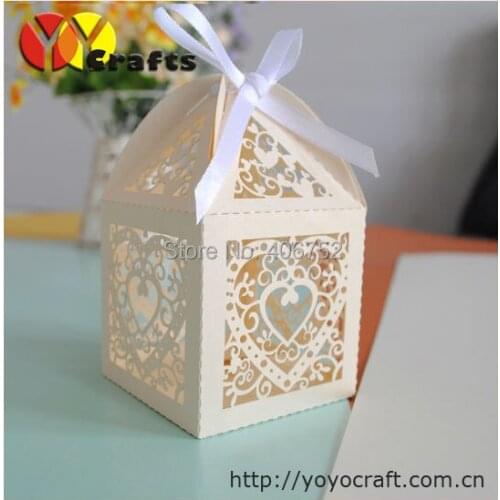 Various designs laser cut heart wedding gift box candy box