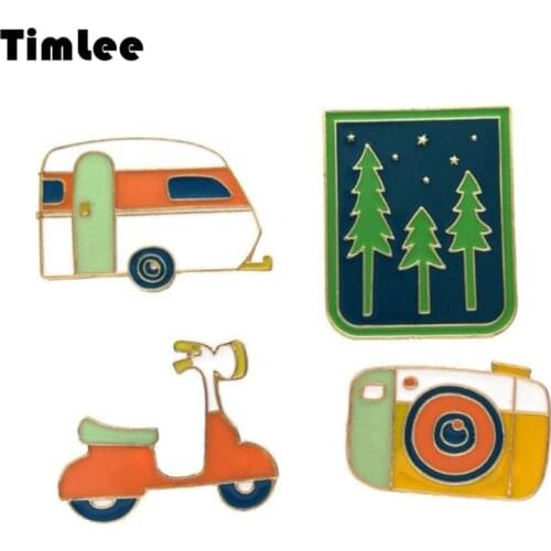 Timlee X037 Lovely Tree Camera Touring Car Pin Alloy Brooch Pins Gift Wholesale
