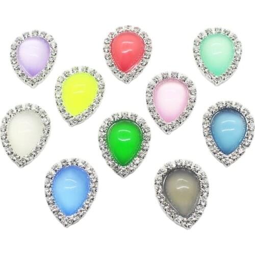 10Pcs/Set 20 * 25MM Crystal Rhinestone Button Resin Cat Eye Embellishment Handmade Jewelry Accessories DIY Crafts