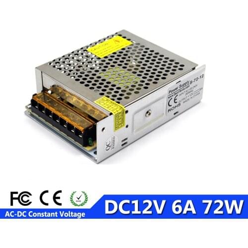 Universal DC 12V 6A 72W Power Supply Switching Switch Led Driver Transformer 100-240V AC To DC12V for Strip Lighting Lamp CCTV