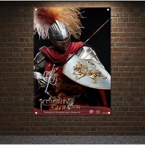 Order of the Temple Banners Flag Wall Art Vintage Crusaders Posters Canvas Painting Knights Templar Armor Wallpaper Home Decor 9