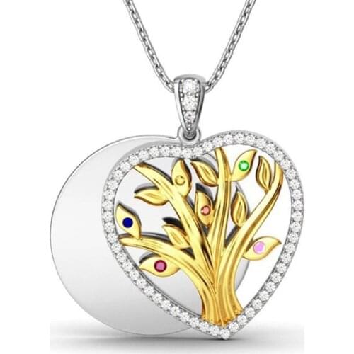 MENGYI New Fashion Gold Color Life Tree Pendant Necklace Heart Necklace For Elegant Women DropShipping