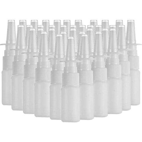 100pcs 20ML White Nasal Spray Bottles Pump Sprayer Mist Nose Spray Plastic Bottle For Saline Water Wash Applications