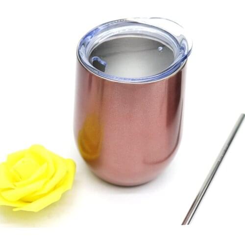 12OZ-Multicolor Double Layer 304 Stainless Steel Mug Tea Cup Coffee Cup With Lid Heat-Resistant Portable Mug Gift Cup With Straw