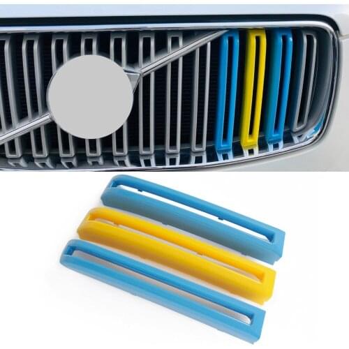 3pcs Car Grill 3 Three-color Decorative Strip Car Styling For Volvo XC90 Auto Front Net Network Modified Special Trim Sticker 3D