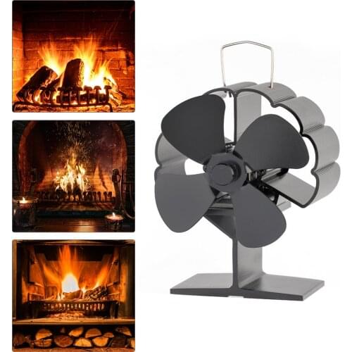 4 Blades Fireplace Fan Quiet Safe Wood Burning Stove Heat Powered Efficient Heat Distribution Home Fireplace