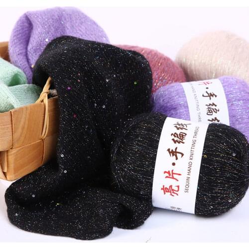 50g/Ball Sequins Bright Silk Angola Amorous Feelings Thin Mohair Wool Yarn Plush Fine Wool Crochet Hand Knitting
