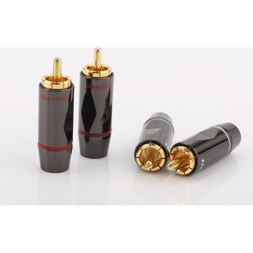 8pcs Audiocrast R003 24k Solder Gold plated RCA Connectors Gold Plated RCA Plug Audio Male Connector Cables