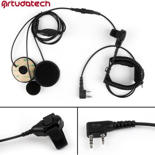 Artudatech 1Pcs 2 Pin Motorcycle Helmet Headset Adjustable Volume PTT For Kenwood TK3107 Walkie Talkie
