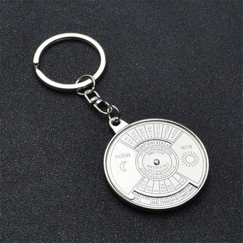 Silver Color 50 Years Super Perpetual Calendar Key Chains Rings Astrology KeyChains Car Bag Pendant Keyring Holder Gift Jewelry