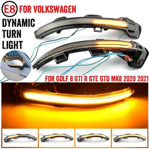 Black For VW Golf 8 GTI R GTE GTD MK8 2020 2021 Car Side Wing Mirror Indicator LED Dynamic Turn Signal Light Blinker Lamp