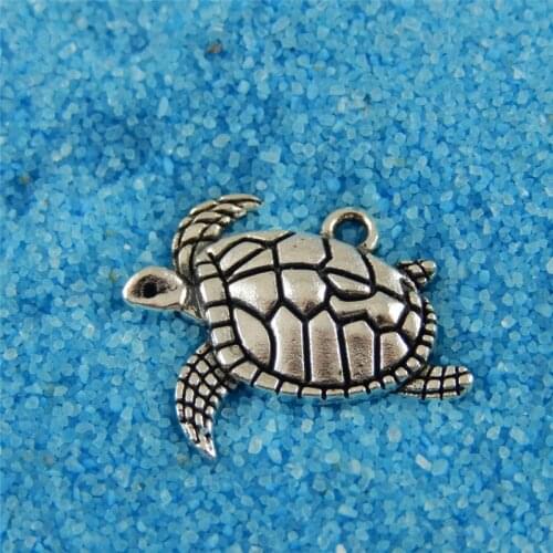 Julie Wang 40PCS/Page Tortoise Charms Retro Silver Plated Mini Alloy Fashion Jewelry Turtle Shape Pendant Charm