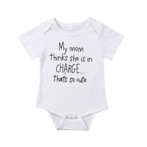 Newborn Infant Baby Girl Boy Romper Funny Letter Jumpsuit Outfits Clothes Summer