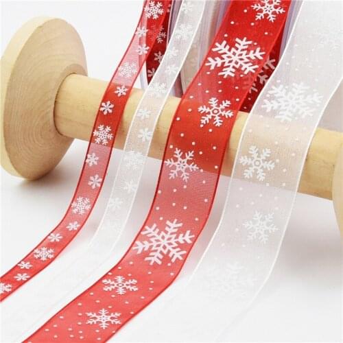 2Y Transparent Printing Snowflake Ribbons Gifts Box Packaging Wedding Event Party Decorations Bow Craft Card Supplies DIY