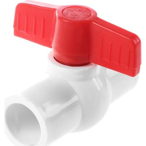 Hot 20mm x 20mm Slip Plumbing T Handle Full Port PVC-U Ball Valve white+red
