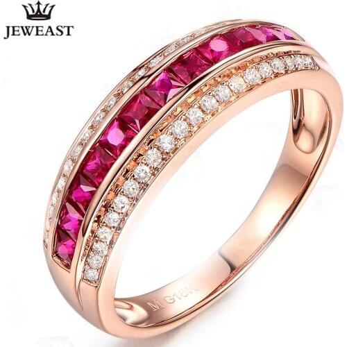 ML Natural ruby 18K Pure Gold 2020 New Hot Selling Top Ring Women Heart Shape Ring For Ladies Woman Genuine Jewelry
