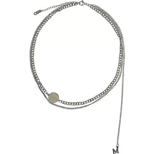 Layered Stainless Steel Choker Necklace for Women Letter M Initial Choker Necklace Collar Jewelry Korean Necklace Jewelry Girls