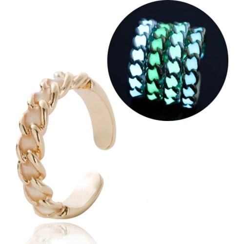 Trendy niche hot selling simple and cute luminous heart-shaped hollow love adjustable luminous ring