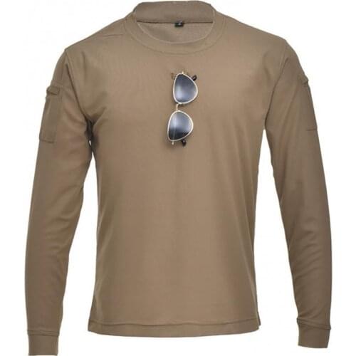 Men Casual Long Sleeve O Neck Sweat Absorbent Pockets Pullover tactical stretch sweat-absorbent military fan training T-shirt