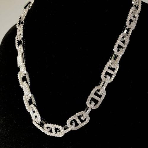Unique design CZ diamond mens 18k gold plated chain