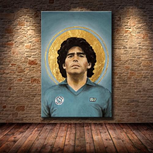 Diego Maradona Argentina Soccer Football Star Wall Sticker Silk Poster Art Light Canvas Home Decoration