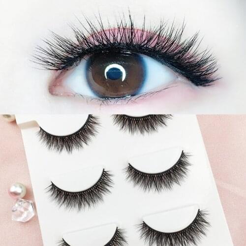 Handmade Cross Natural False Eyelashes Model Densely Face without Makeup Nude Makeup Eyelash 3D Messy Grafting Beauty Eyelashes