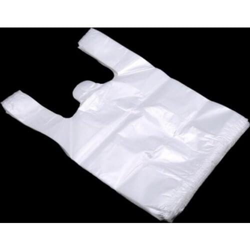 New Popular Useful Plastic Shopping Bag 100Pcs Transparent Shopping Bag Supermarket Plastic Bags With Handle Food Packaging